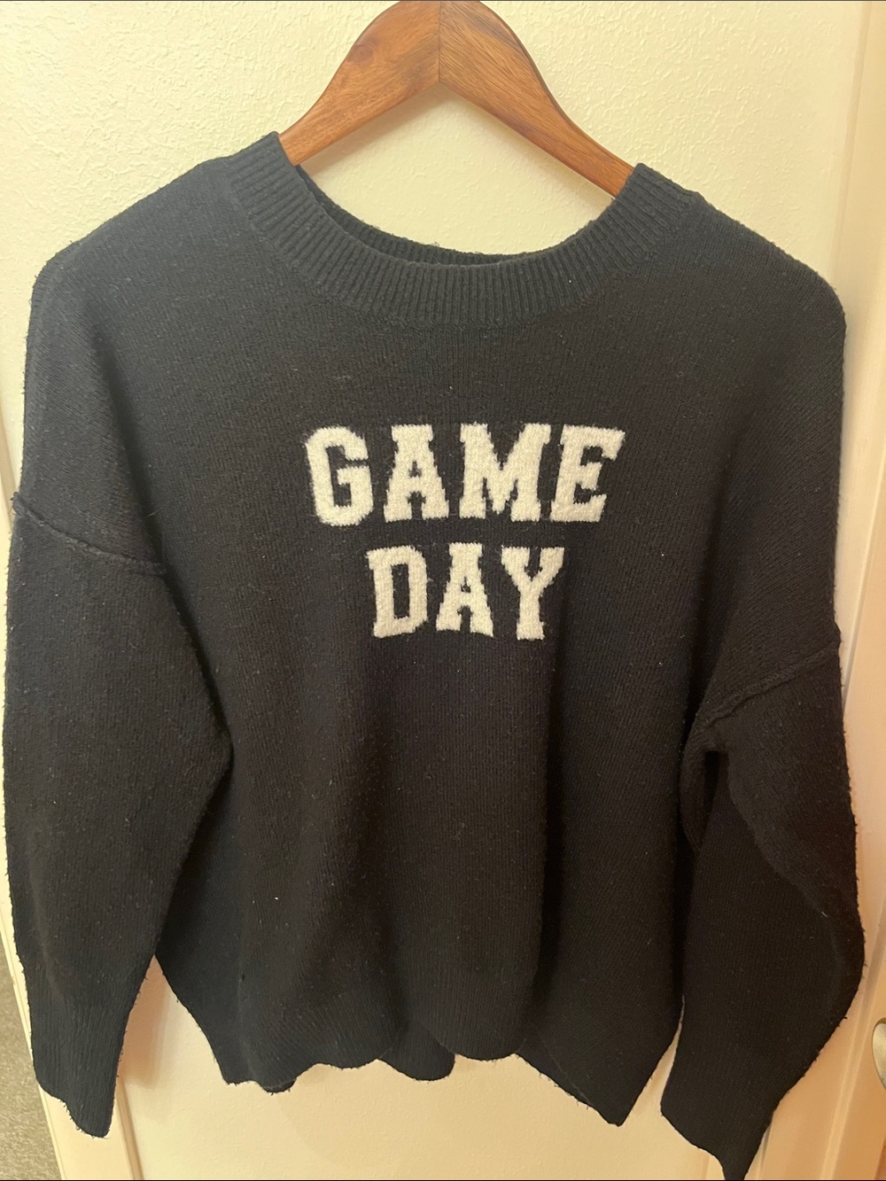 Vince Camuto Black Crewneck Sweater with White 'GAME DAY' Lettering
